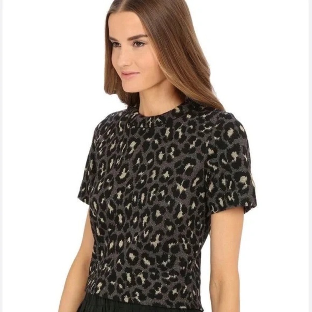 Marc by Marc Jacobs | Leopard Metallic Short Sleeve Sweater | Size Small